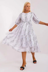 Lakerta round neckline plus size dress  Adomoo